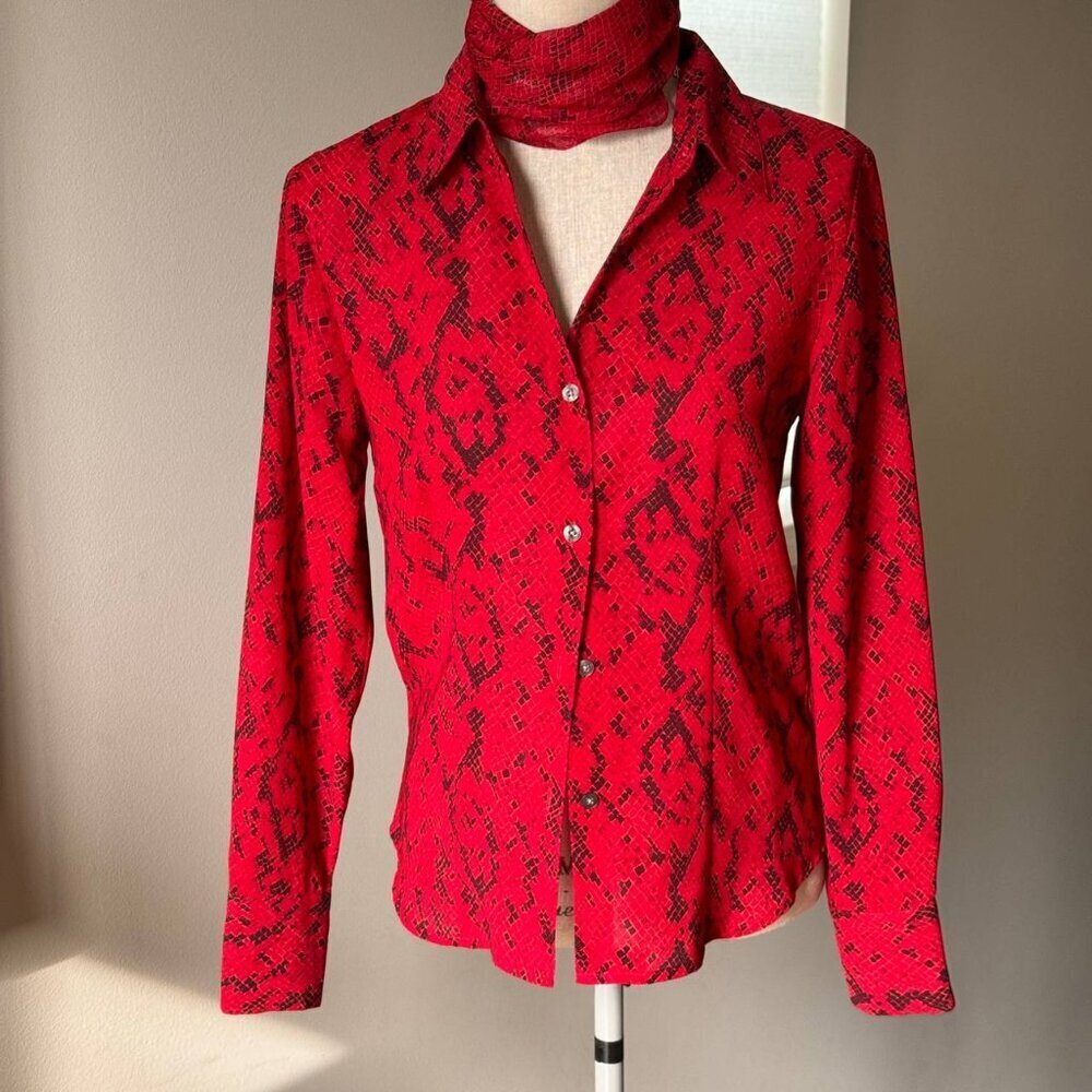 NY&CO Button Down Shirt with Matching Scarf - Size small